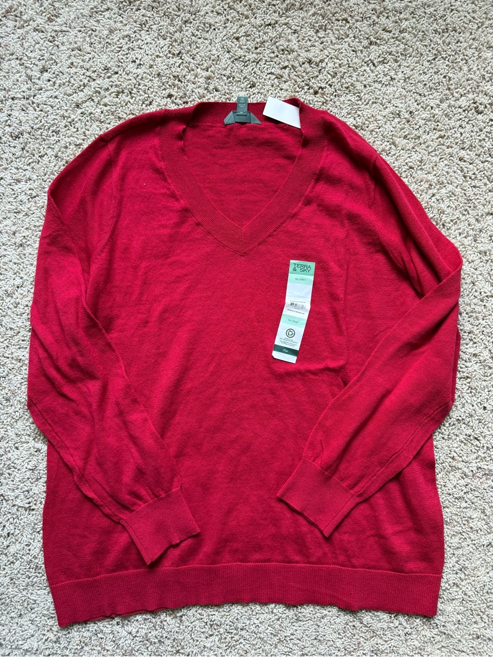 Women's V-Neck Sweater in Red